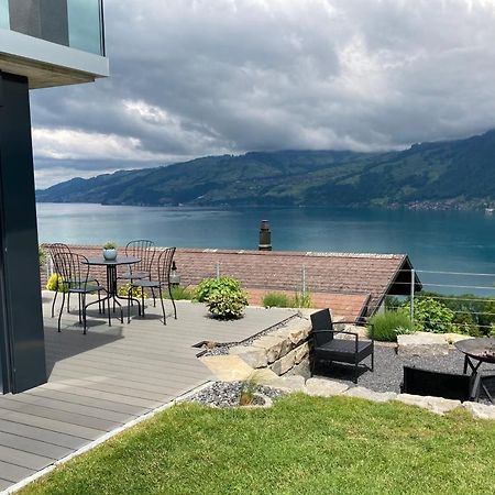 Moderne Unterkunft Mit Panoramablick Auf Thunersee Krattigen Exteriör bild