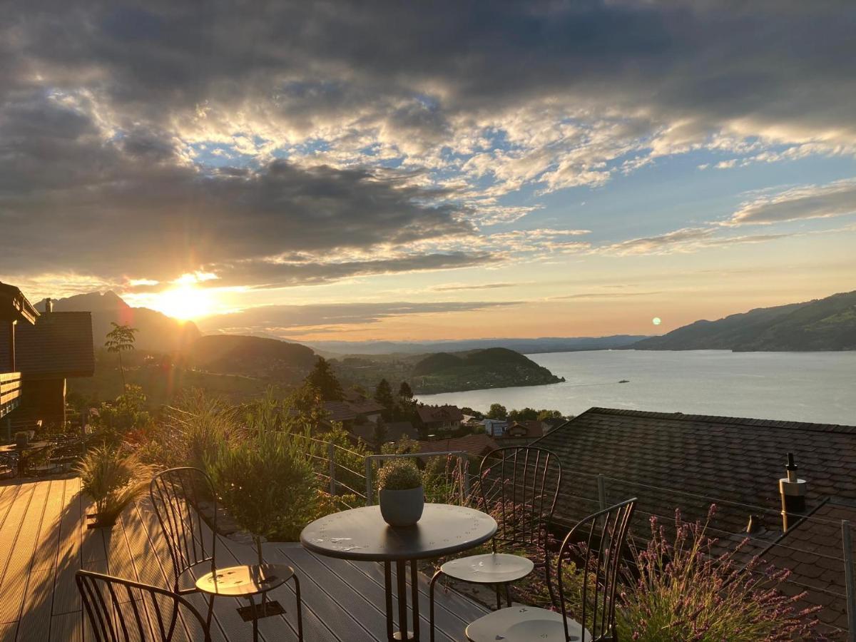 Moderne Unterkunft Mit Panoramablick Auf Thunersee Krattigen Exteriör bild