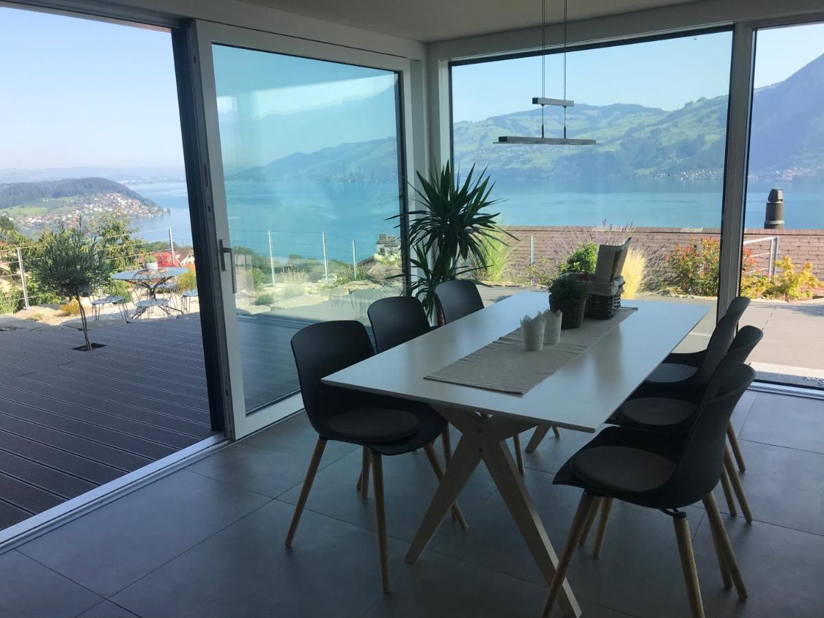 Moderne Unterkunft Mit Panoramablick Auf Thunersee Krattigen Exteriör bild