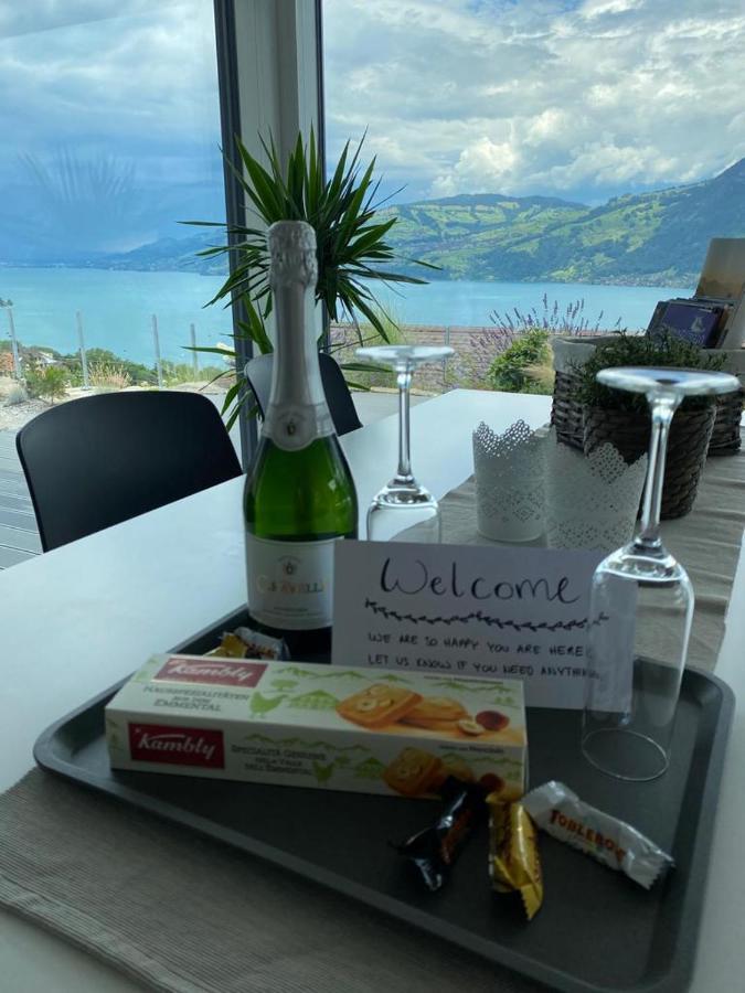 Moderne Unterkunft Mit Panoramablick Auf Thunersee Krattigen Exteriör bild